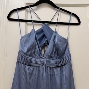 Light Periwinkle Satin Spaghetti Strap Dress